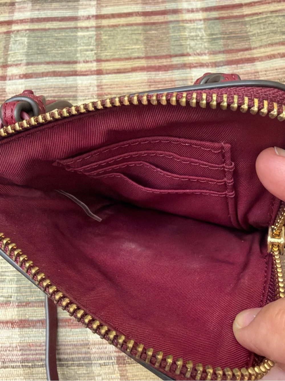 Tory Burch Burgundy Leather Logo Phone Crossbody